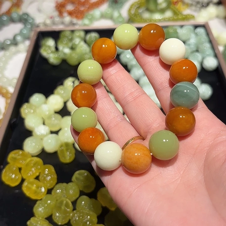 丹***阳蛇纹石玉未镶嵌手串