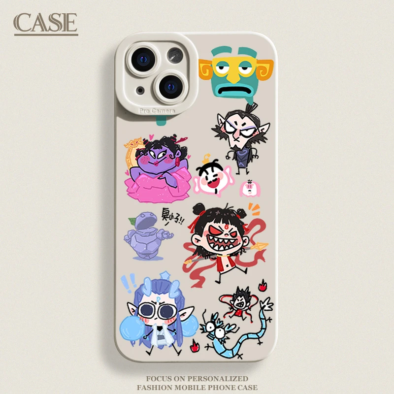 哪吒涂鸦合集适用iPhone16ProMax手机壳15苹果14软13瞳影12磨砂11