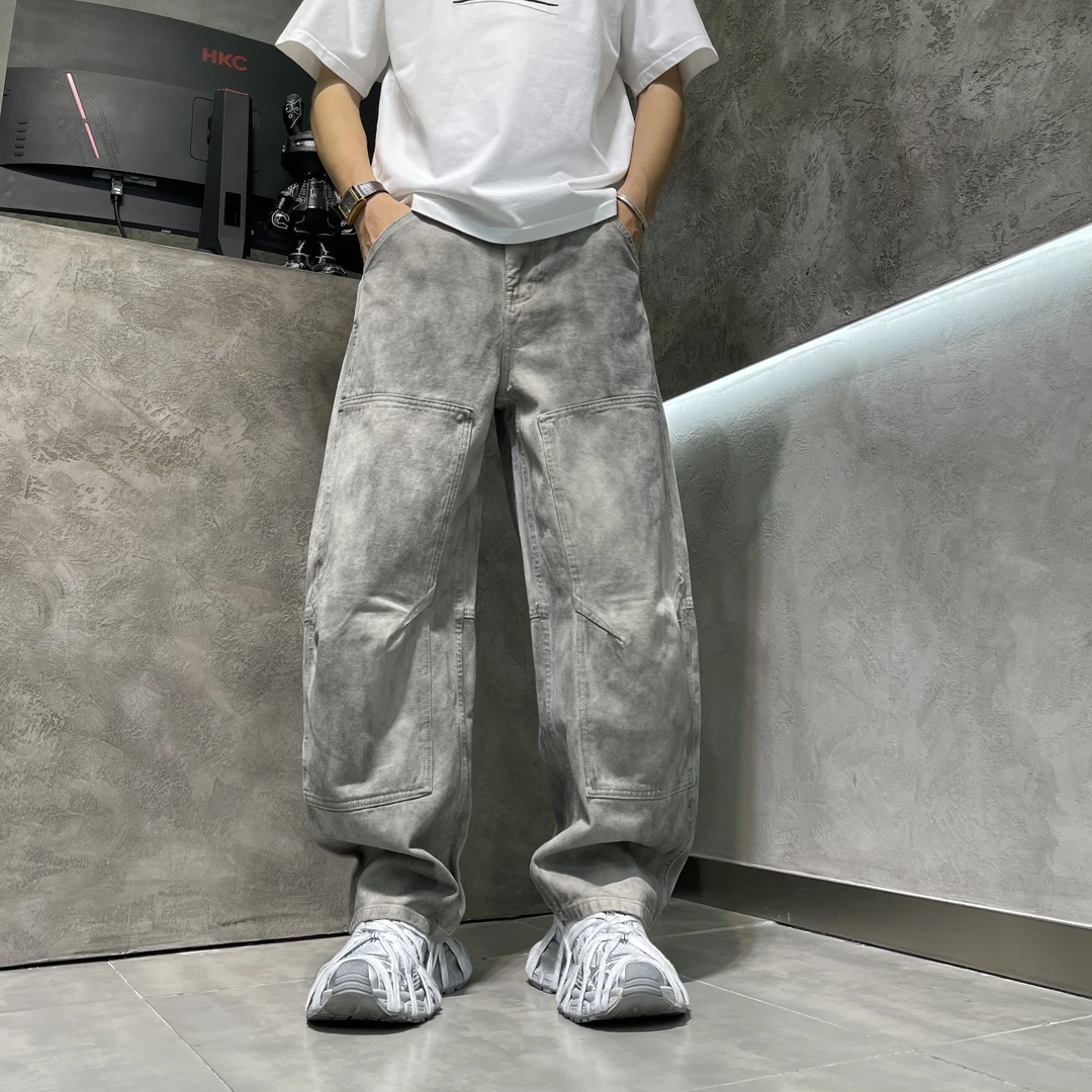 高品质洗水牛仔长裤秋季重磅美式直筒休闲潮流男裤百搭潮裤宽松