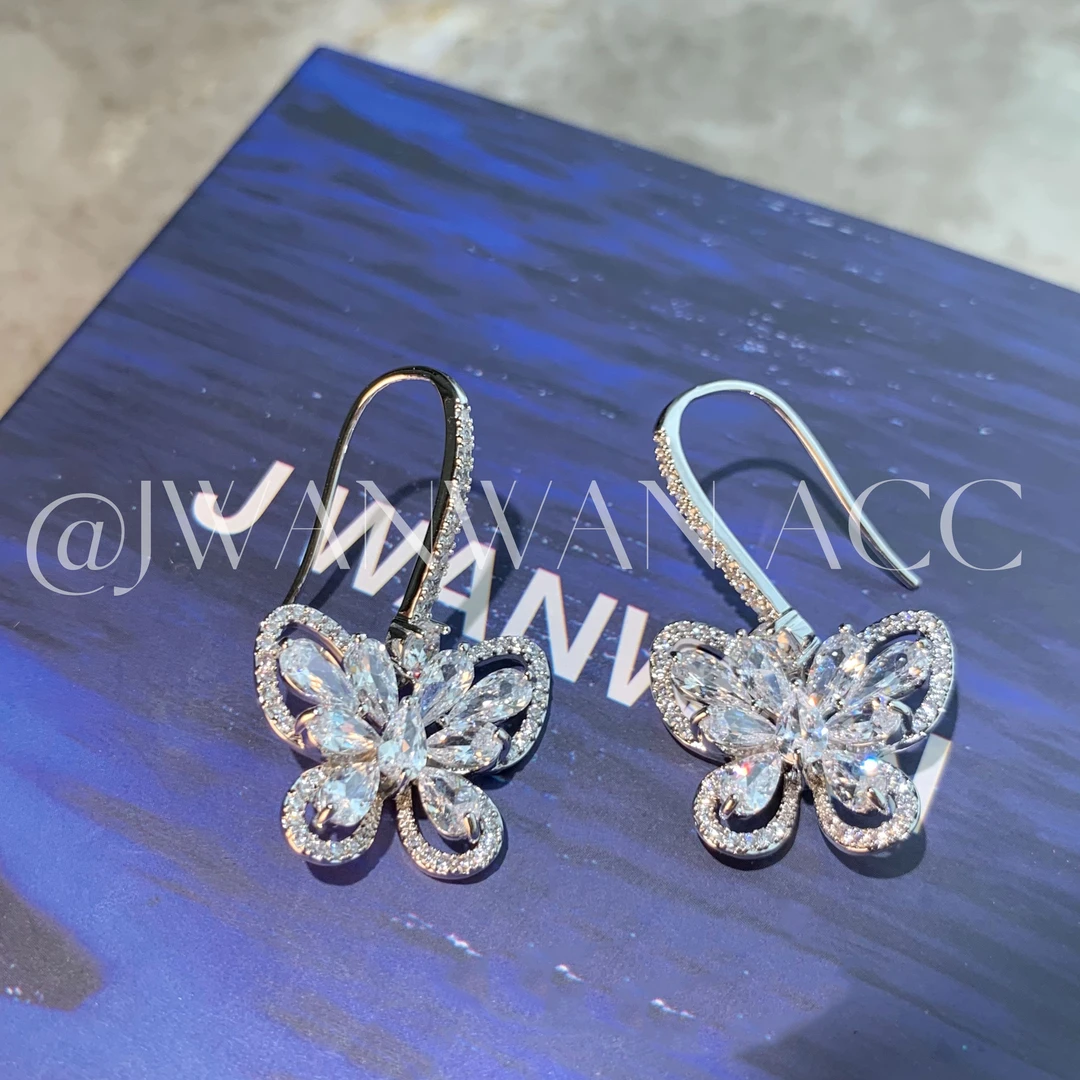 铜合金锆石耳饰 富家千金.闪钻蕾丝花蝴蝶贵气风耳挂01ED2920OB