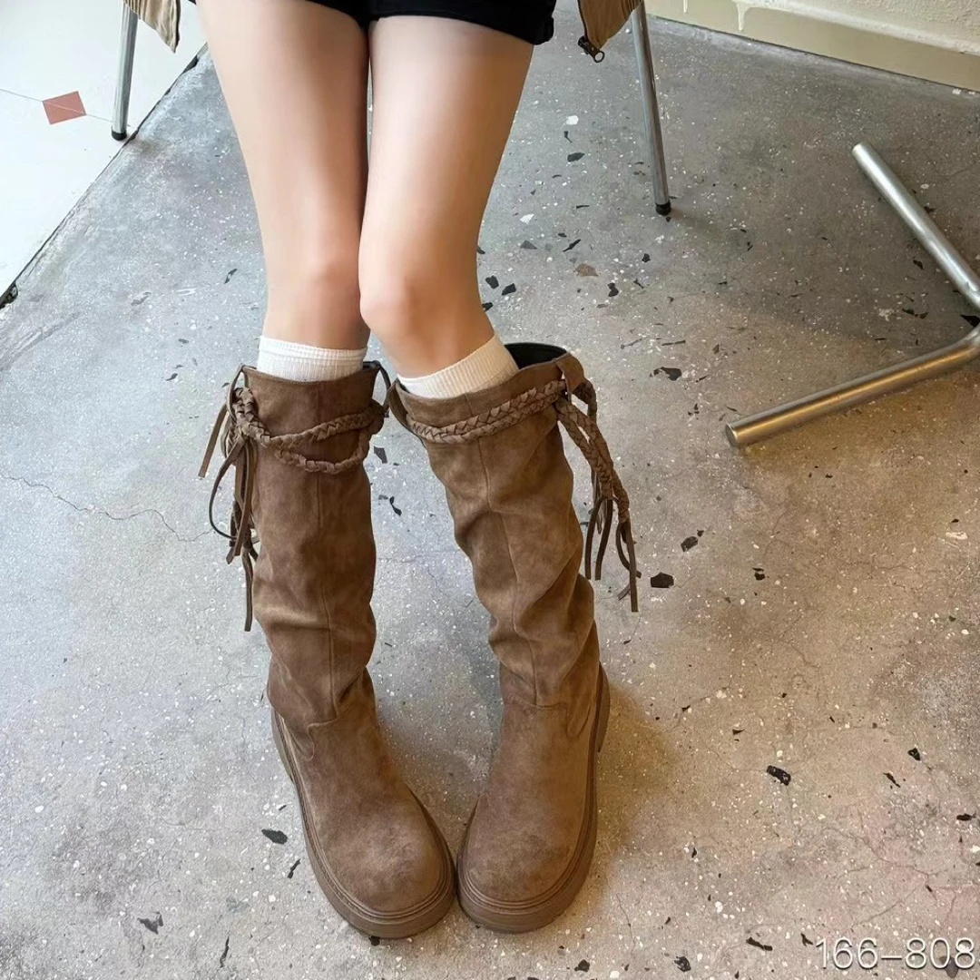 166-8085短靴弹力秋冬长靴时装靴时尚短筒堆堆靴骑士