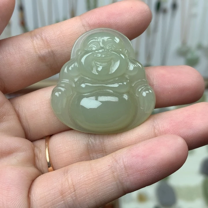 和田玉未镶嵌颈饰约35mm晴水佛公