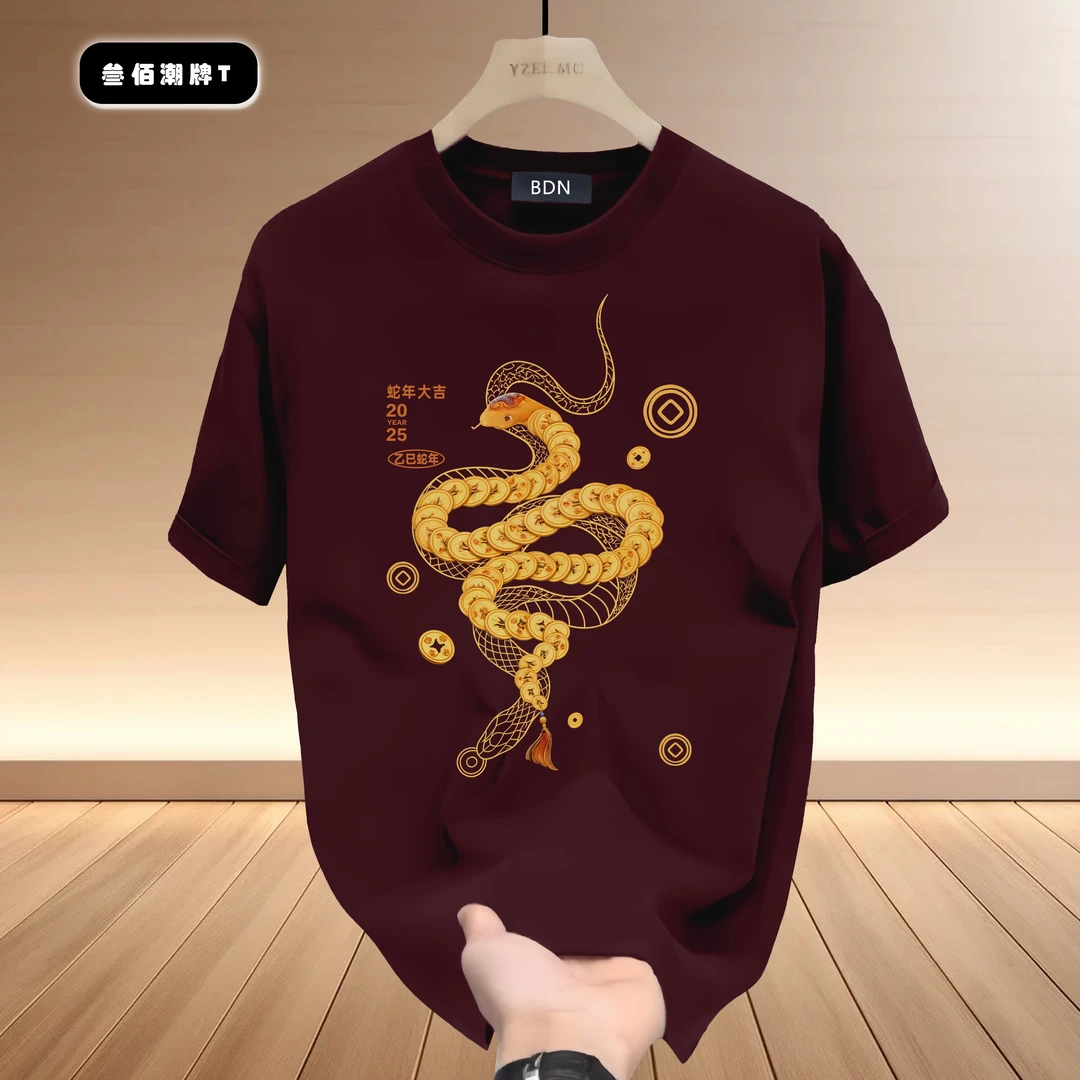 100%纯棉潮牌重磅短袖圆领T恤设计印花潮流休闲时尚ins百搭上衣