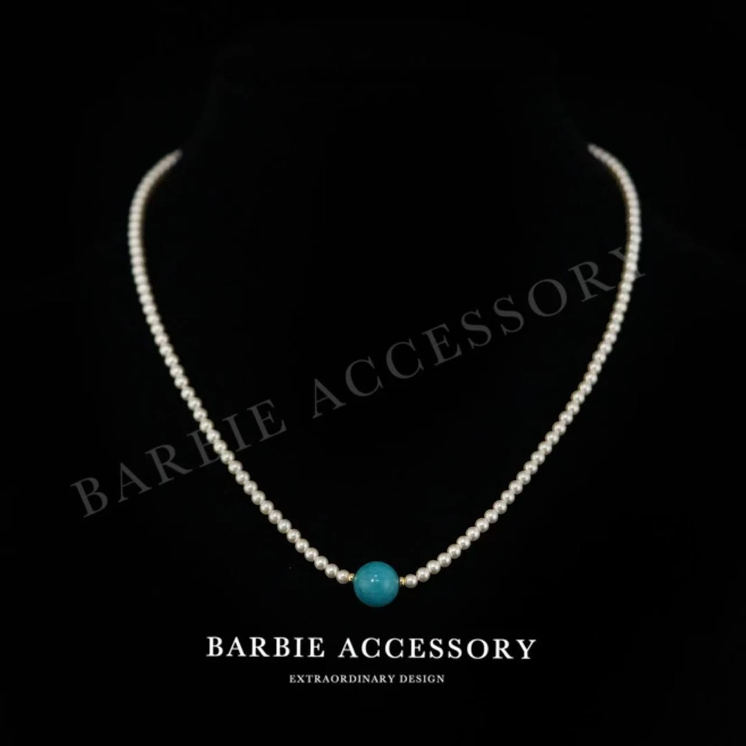 铜合金合成锆石项链 【蓝悠光珠】法式既视设计款高级感项链