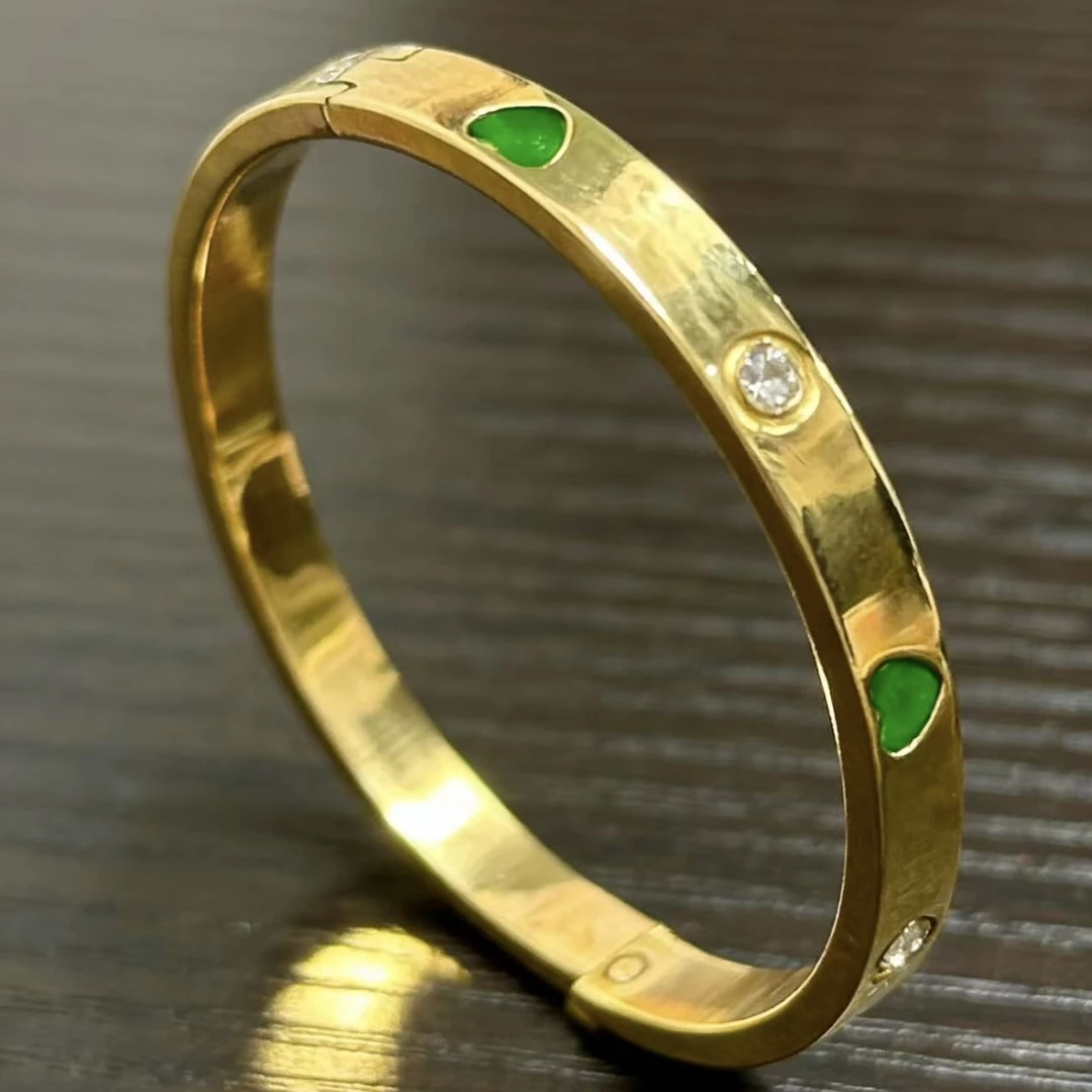 【心想事成】天然缅甸翡翠A货 爱心款手镯 多样性发一