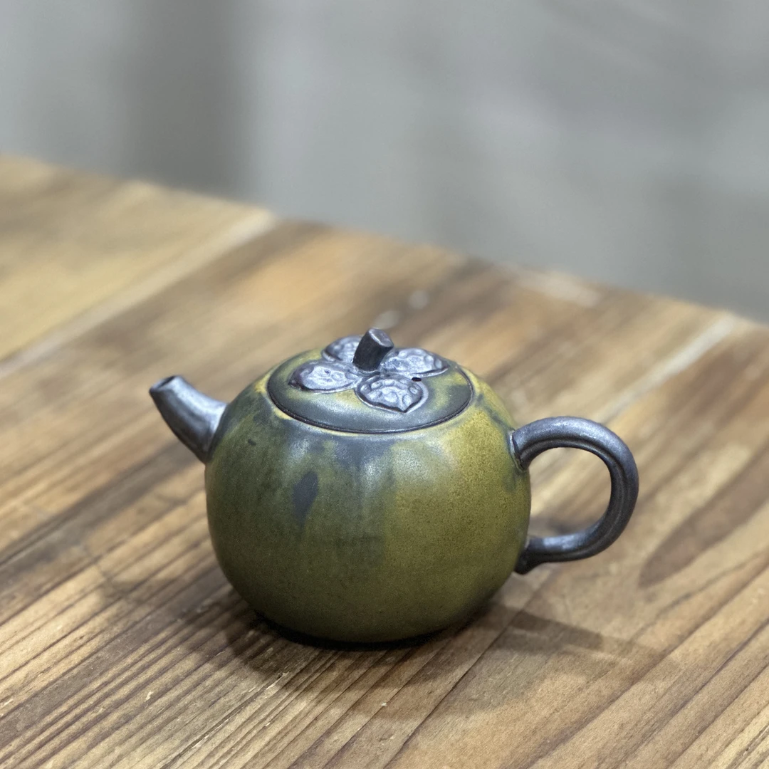 复古粗陶老岩泥茶叶末山足泡茶壶