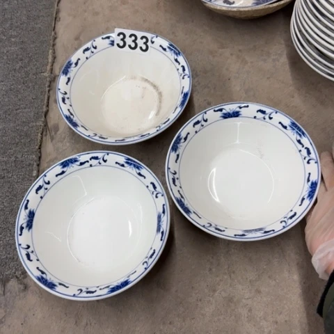 泥塑磁州窑出口面碗3只微瑕