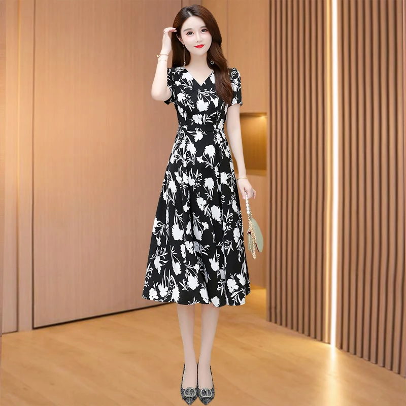 【可蓓儿】品牌碎花气质连衣裙女2025新款夏优雅显瘦爆款妈妈装裙子