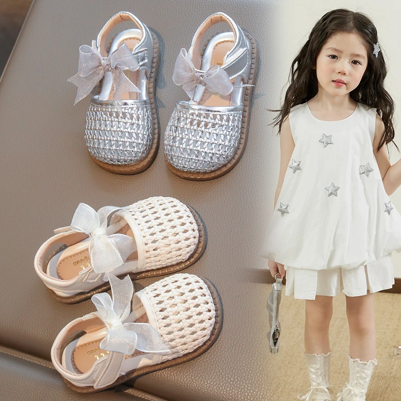 女童凉鞋2025新款夏季儿童鞋子包头编织公主鞋小女孩软底罗马鞋子