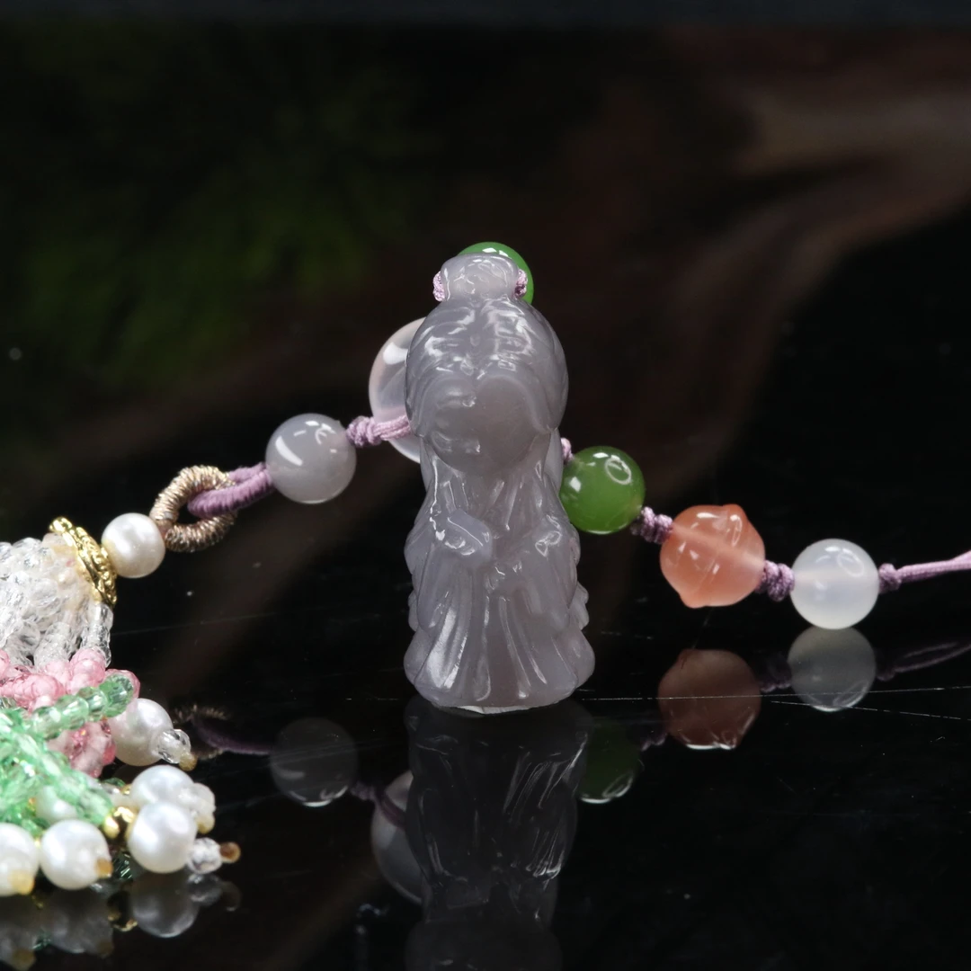 3和田玉烟紫吊坠/800150北京中保拍卖