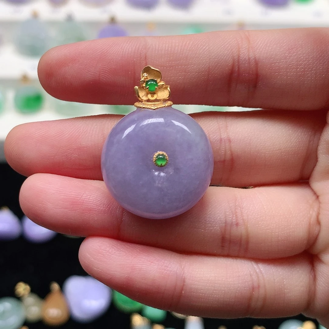 颈饰18K金镶嵌翡翠翡翠吊坠
