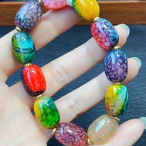 玛瑙/玉髓手链未镶嵌七彩龙纹石