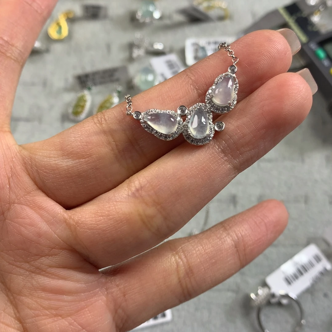 翡翠银S925镶嵌戒指项链