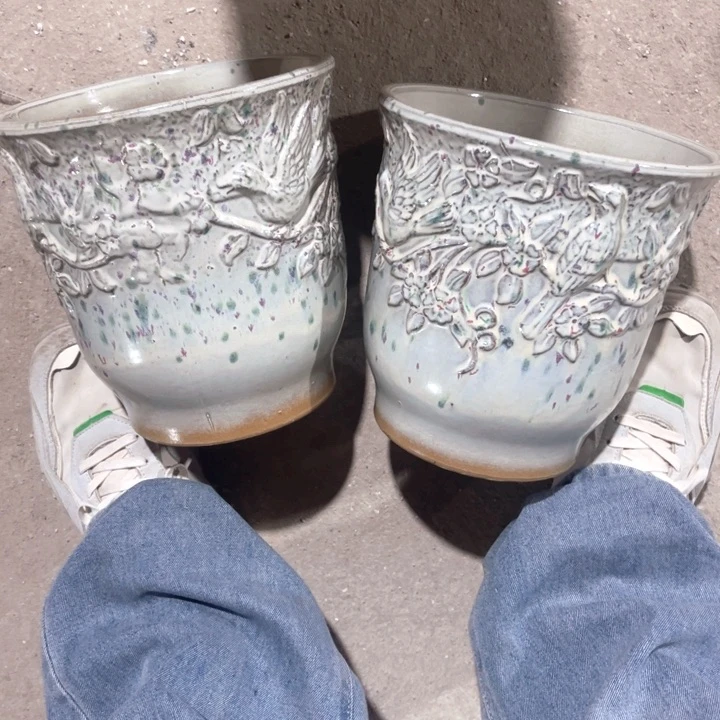 紫砂花盆口径20高度20两只正品