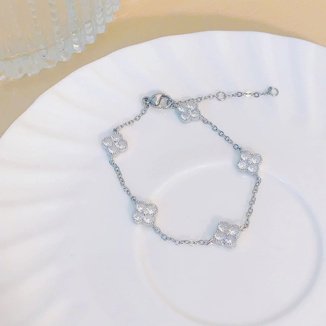 铜合金合成锆石手链 CC2725 轻奢手链16+4CM