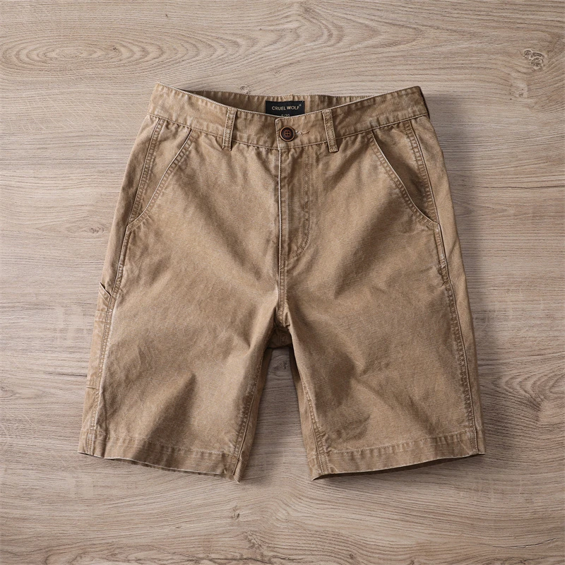 美式复古做旧夏季五分裤男士青春潮流休闲短裤修身百搭外穿中裤男