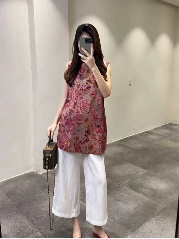 新中式国风提花盘扣马甲小衫