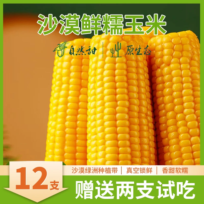 【试吃两根 到手12根】内蒙古沙漠甜糯玉米新鲜现摘真空包装