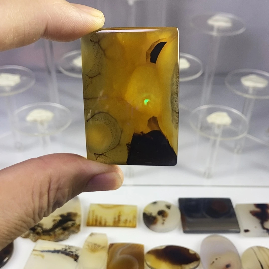 合成碳硅石非金属时尚图纹画面石饰品