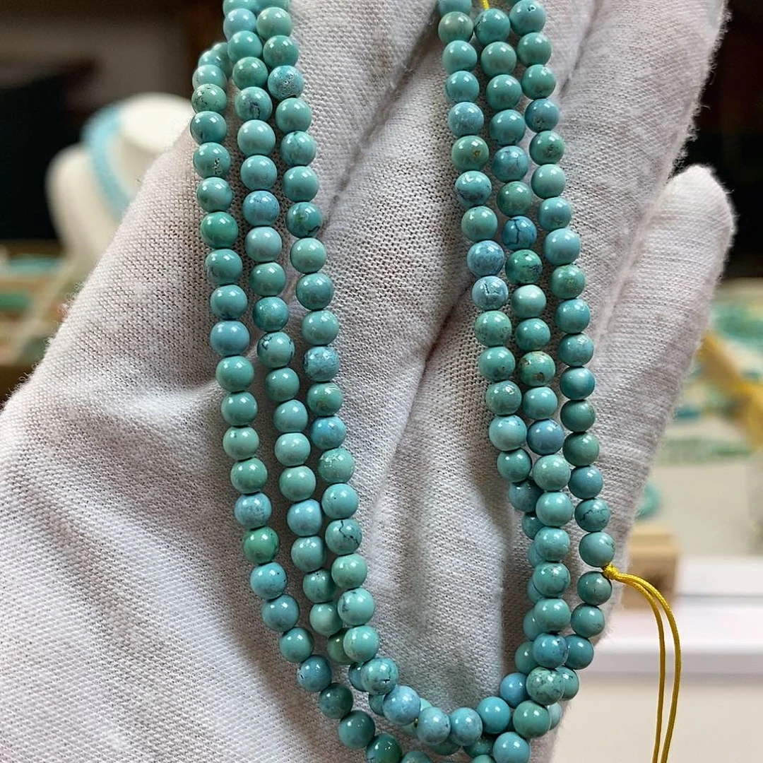 绿松石A7圆珠108卡4+未镶嵌