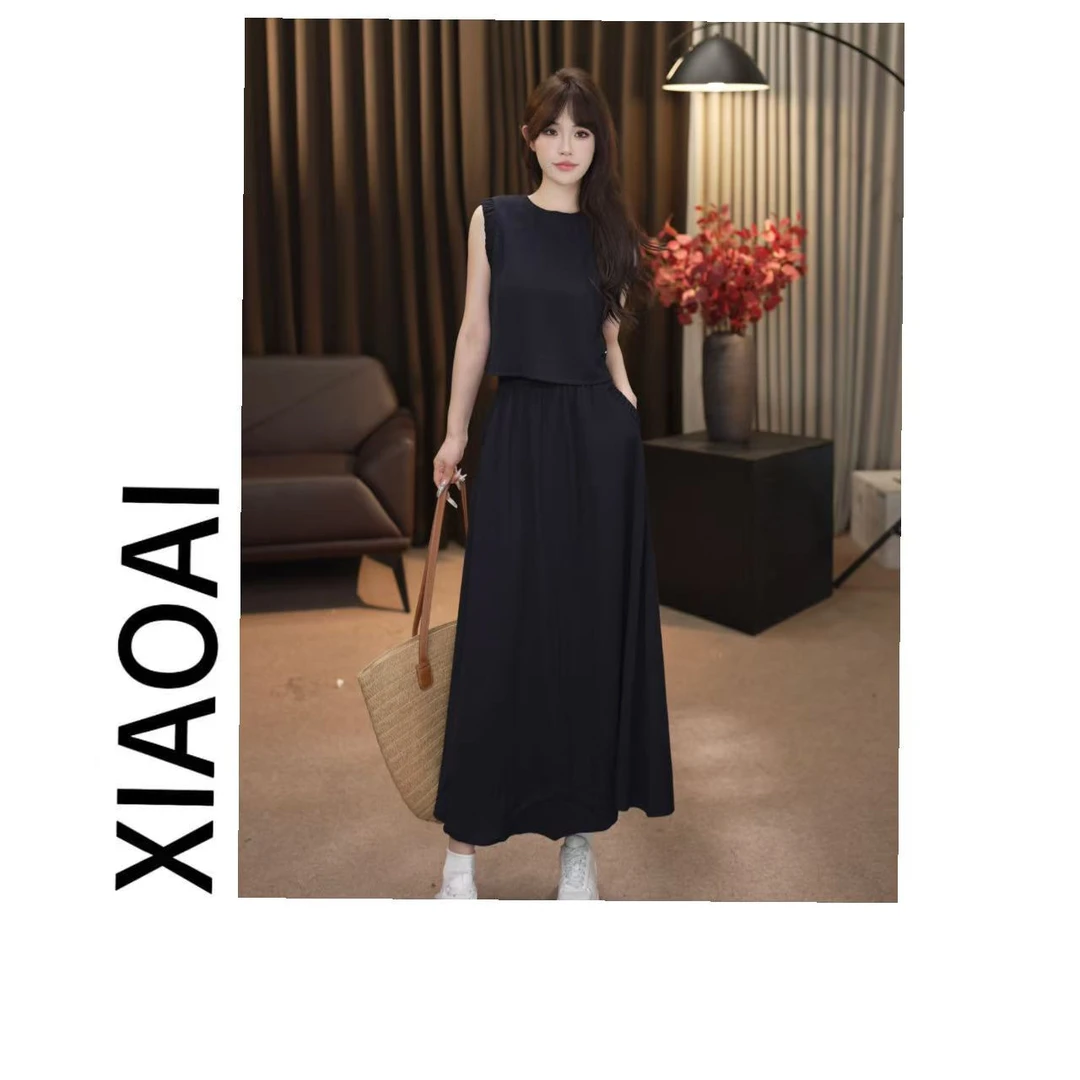 F100小艾2025初夏新款高级显瘦气质高级马甲+半身裙套装女