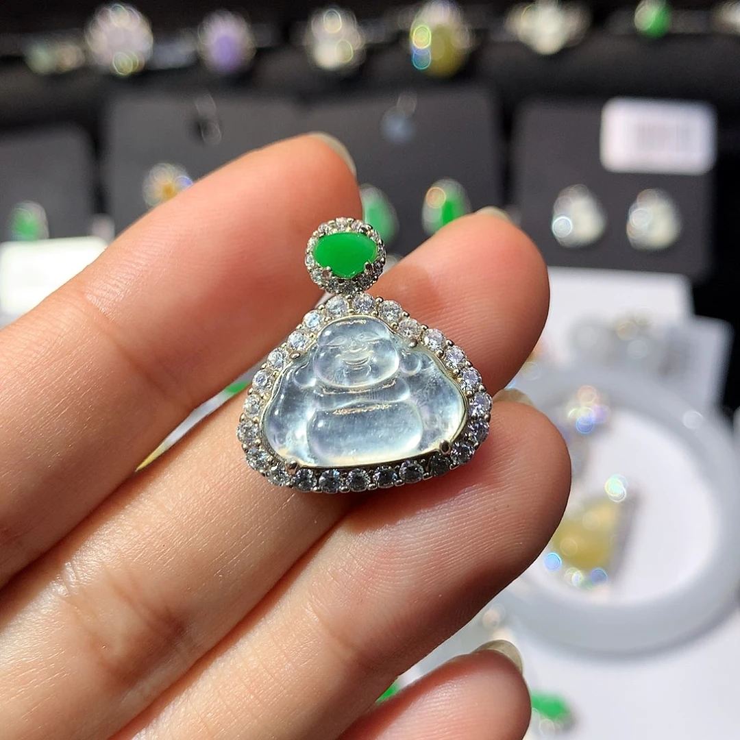 翡翠银S925镶嵌颈饰天然翡翠