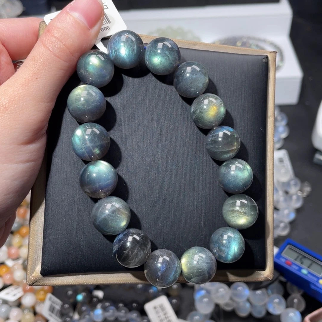 长石手链未镶嵌马岛黑体蓝绿13m+