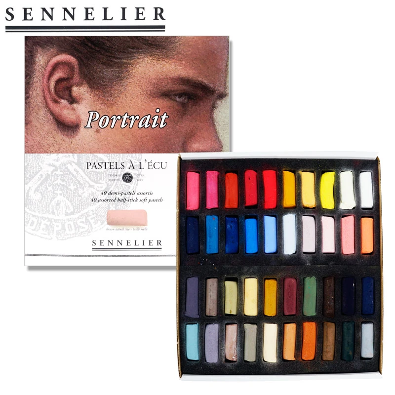法国申内利尔SENNELIER色粉笔PASTELS软质粉彩棒半支肖像40色套装