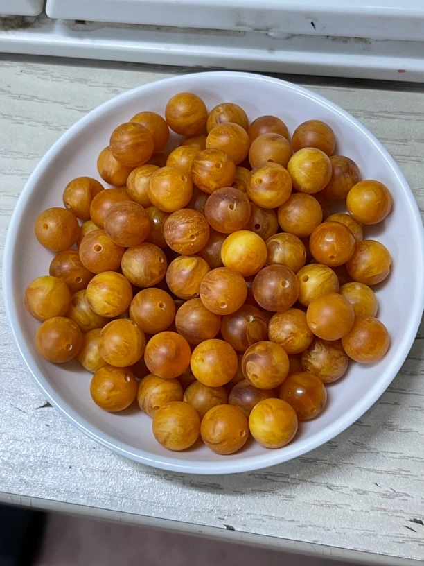 蜜蜡散珠  虎皮磨砂带香 A944 卡14mm  7颗（赠弹力绳）