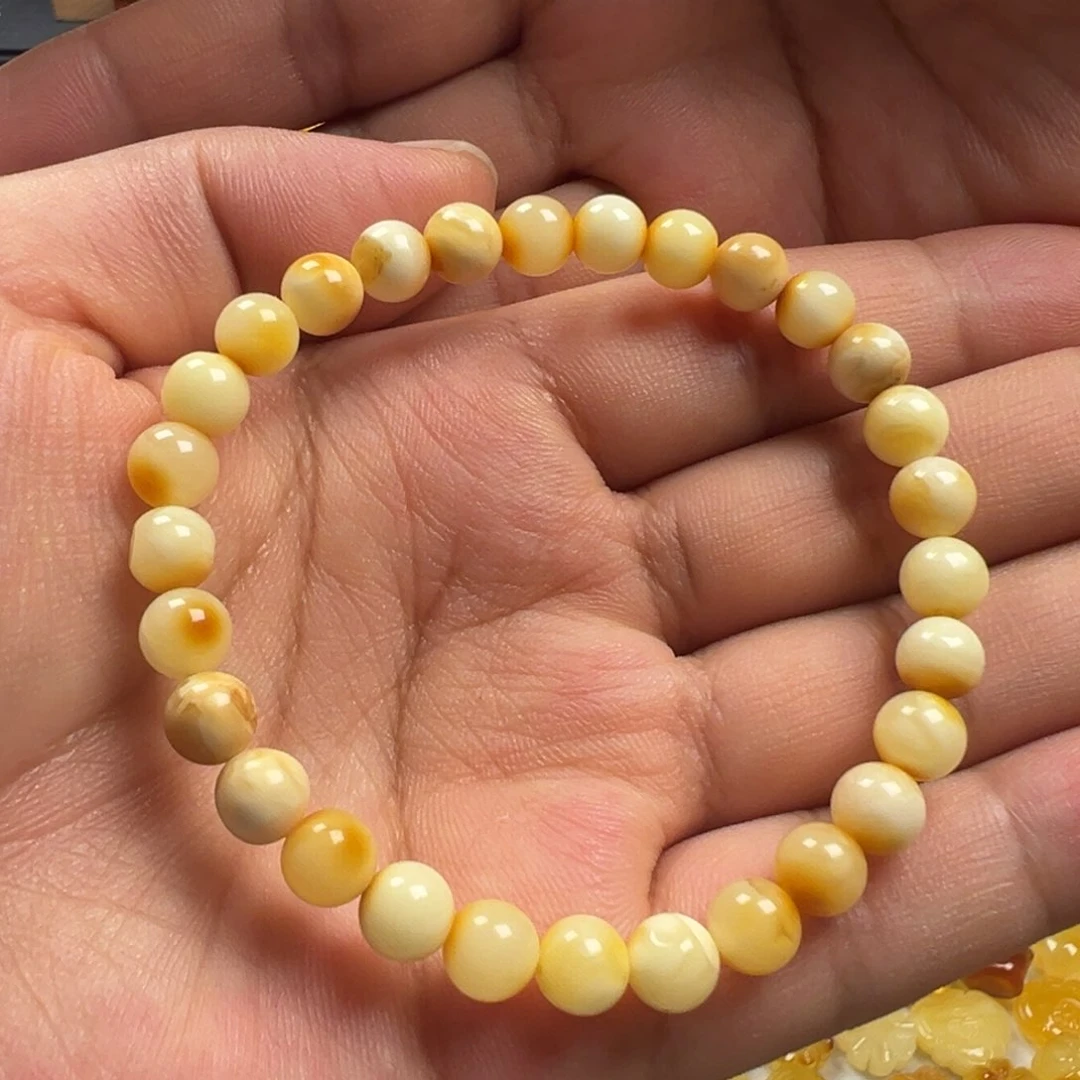 手串琥珀未镶嵌俏色圆珠手串