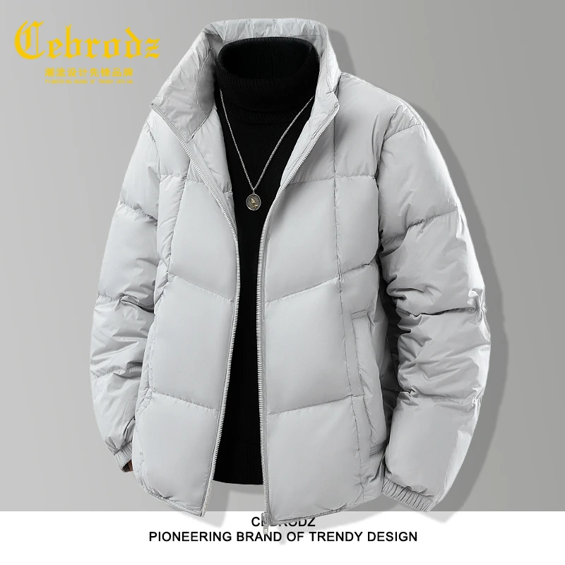 法国 Cebrodz男士保暖冬装韩版简约短款云朵潮流休闲立领羽绒服男