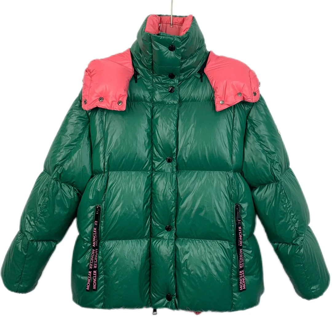 MONCLER99新/潮奢豆 严选/绿色徽标贴饰连帽羽绒服/H11913