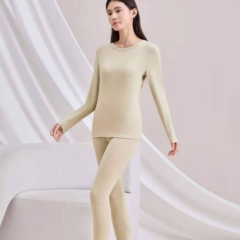 1831男女款蚕丝羊毛保暖衣套装柔软舒适秋冬季圆领抗静电保暖套装