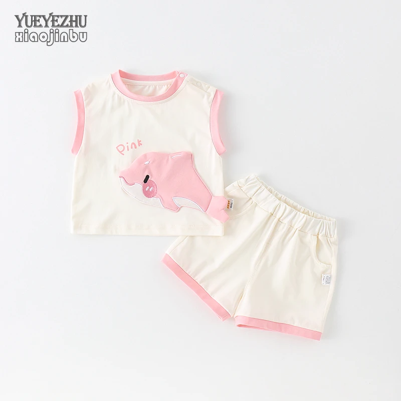 女宝宝背心套装夏季卡通休闲婴儿衣服夏装分体无袖两件套小童外穿