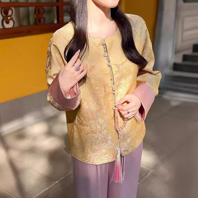 新中式国风女装盘扣上衣2025早春新款高级感复古百搭气质唐装外套