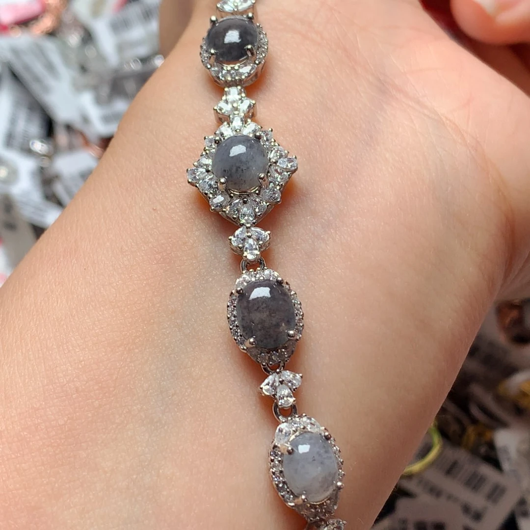 翡翠戒指银S925镶嵌天然翡翠手链