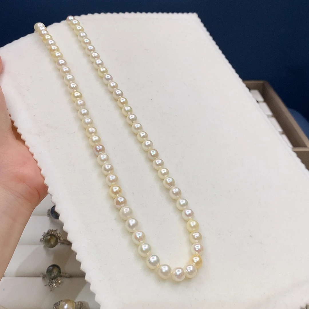 颈饰银S925镶嵌海水珍珠天然海水akoya糖果项链