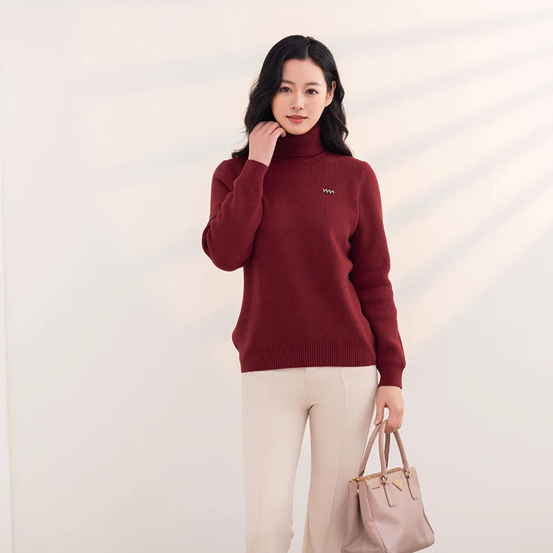 织鱼2024加绒加厚款高领一体绒时尚百搭套头宽松保暖洋气针织衫