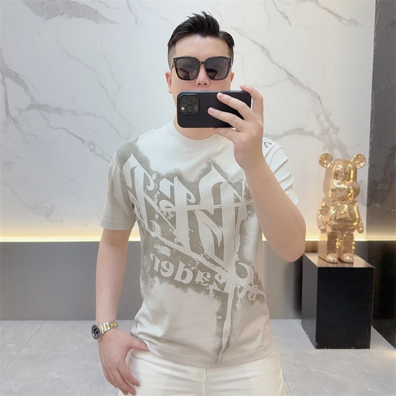 高奢重工.高定设计师款男士纯棉短袖帅气百搭圆领T恤2025夏季新款