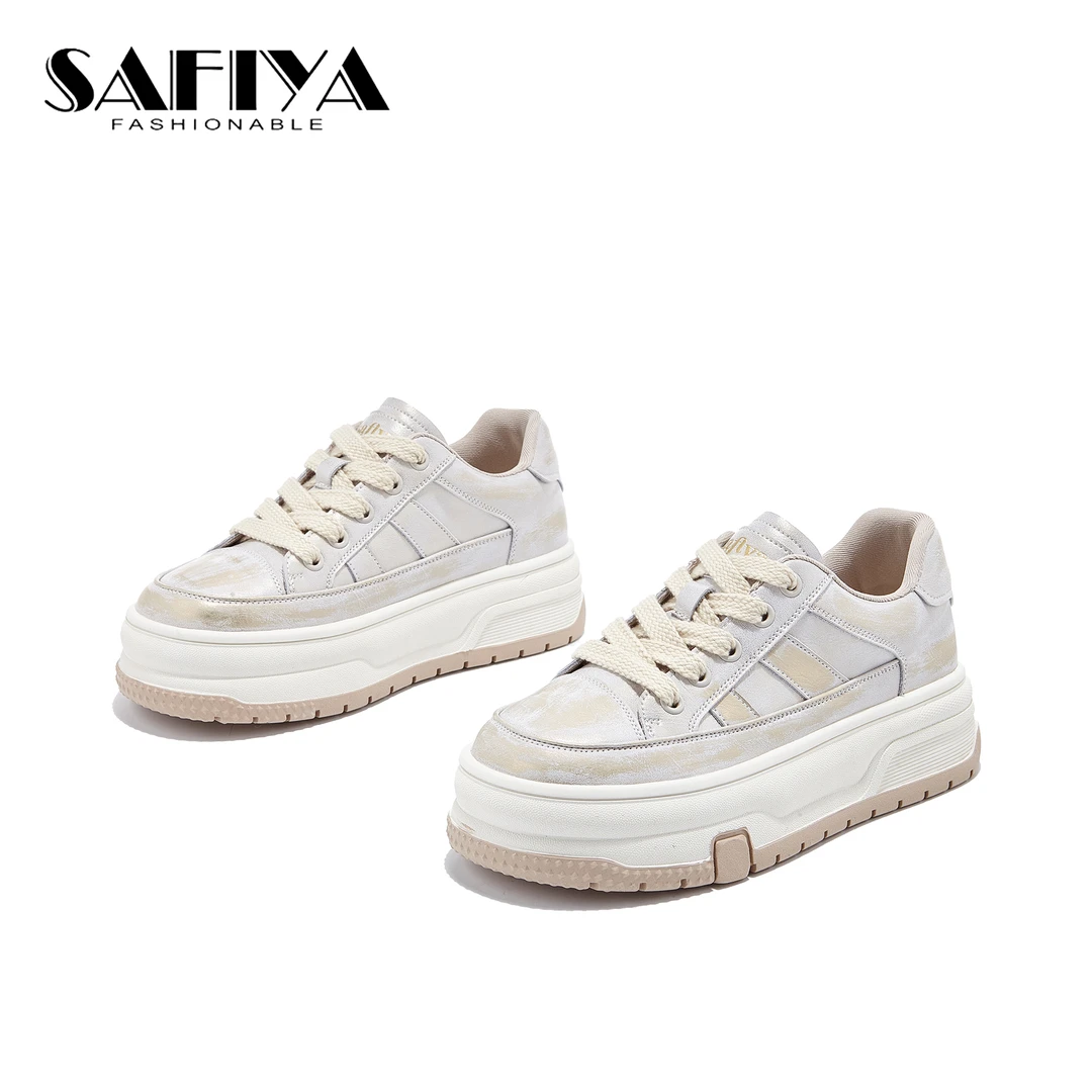 索菲娅Safiya2025春季新款厚底低帮时尚休闲鞋小白鞋女SFD1111A31