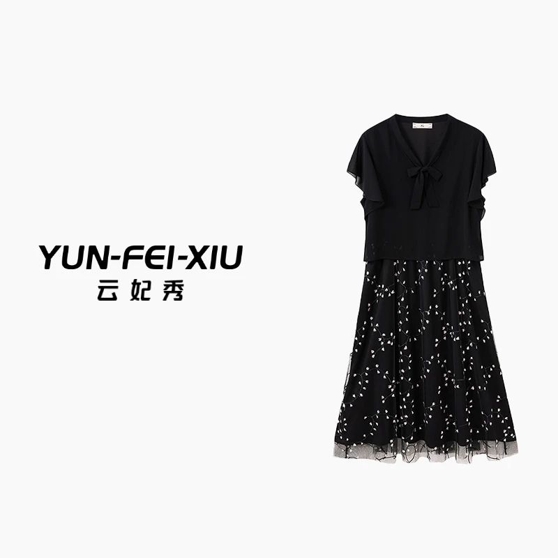 云妃秀大码女装连衣裙休闲时尚胖妹妹显瘦宽松百搭韩版夏22180