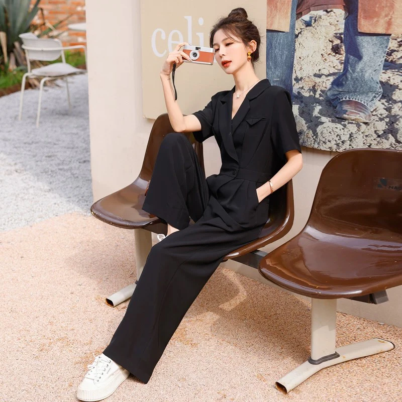 180 气质垂感阔腿西装连体裤女高级感新款高腰显瘦洋气连衣裤