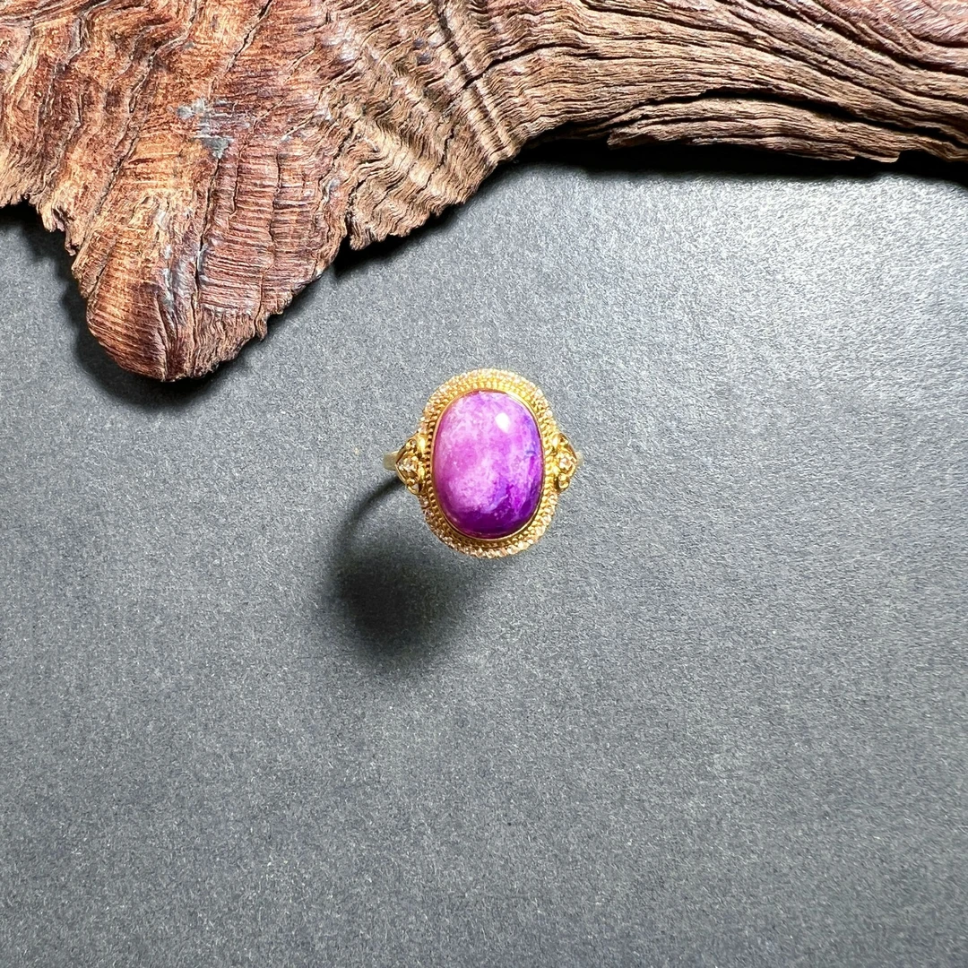 【圣芭黎】天然舒俱来戒指樱花桃红蛋面18K11-8/D1661多样性发一