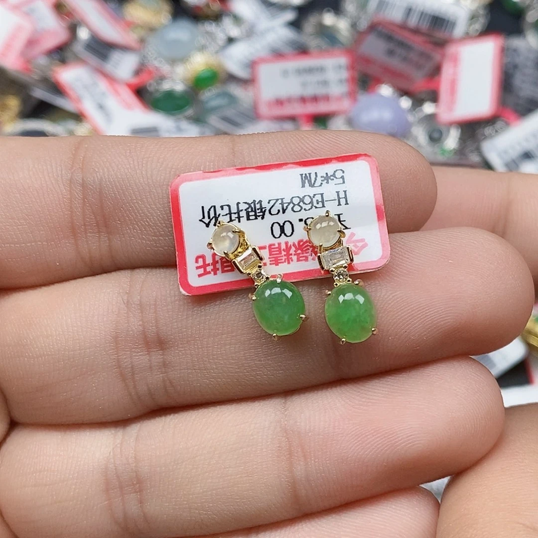 翡翠银S925镶嵌戒指天然A货缅甸翡翠