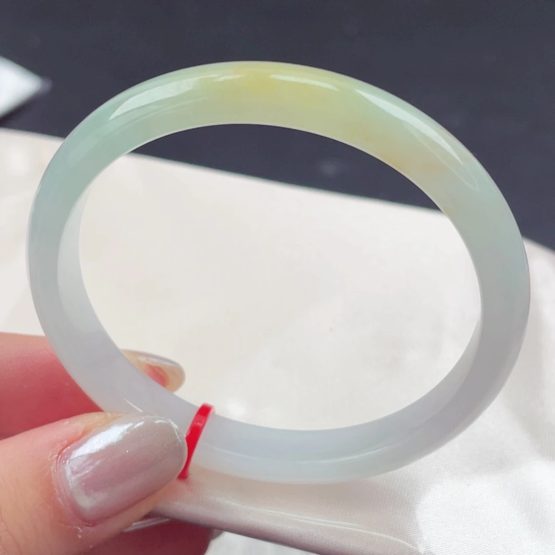 翡翠未镶嵌手镯53贵妃黄加绿