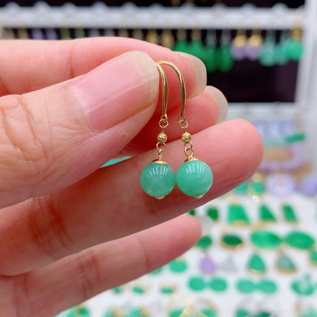 翡翠18K金镶嵌耳饰