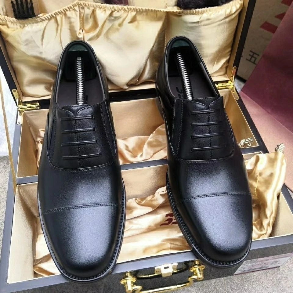 Z15将J皮鞋新品订制版高领导穿的进口小牛皮纯手工锻造皮鞋Z