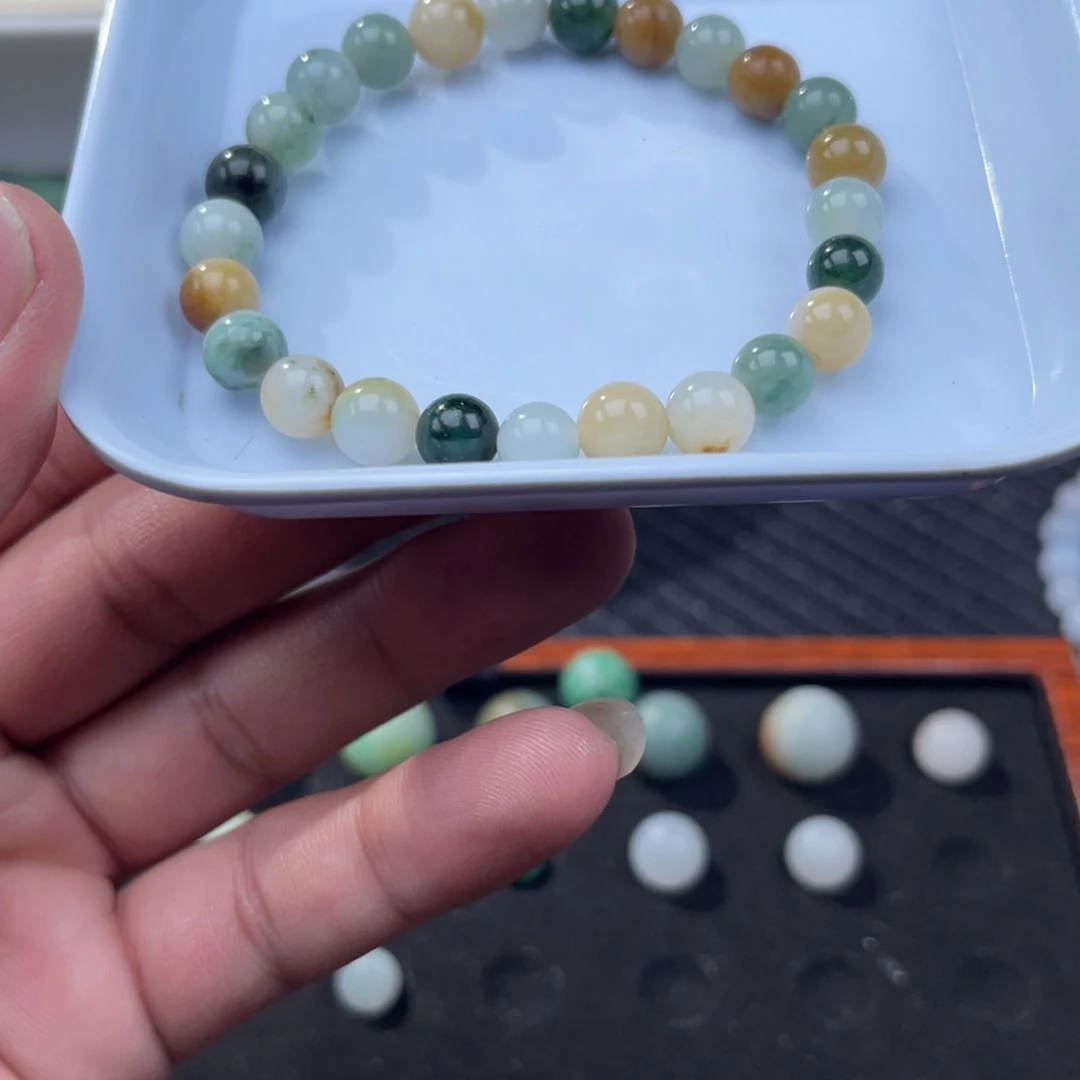 翡翠未镶嵌手串王炸，卡八精品老料珠子