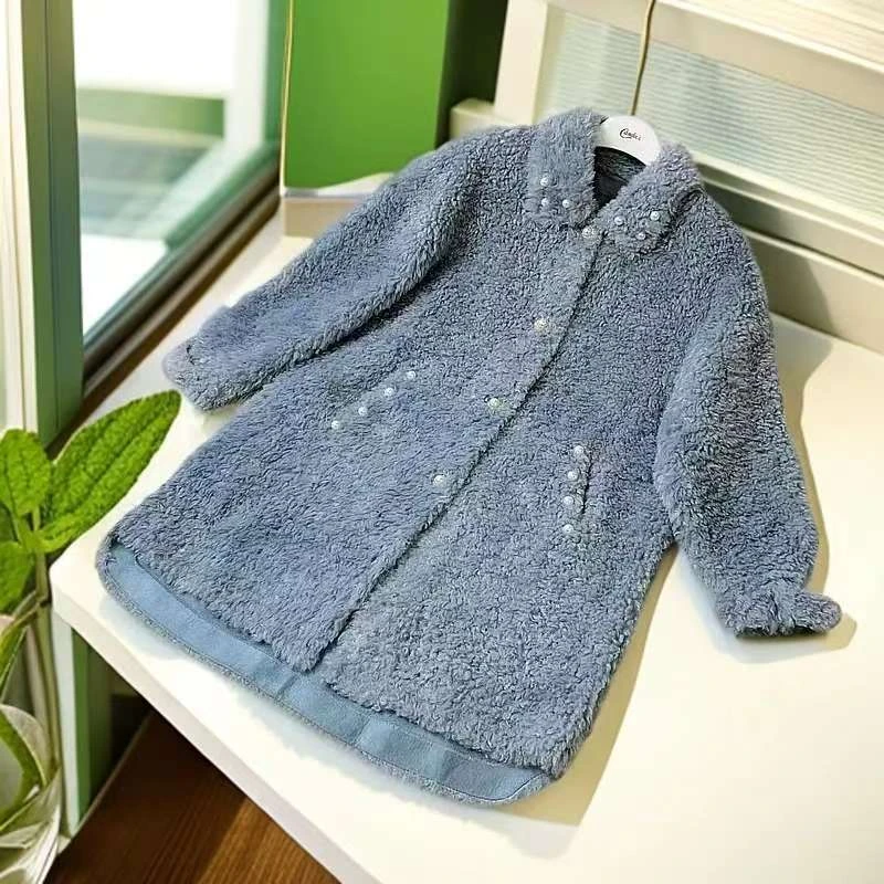 珍珠扣娃娃领保暖颗粒绒秋冬厚外套 5245