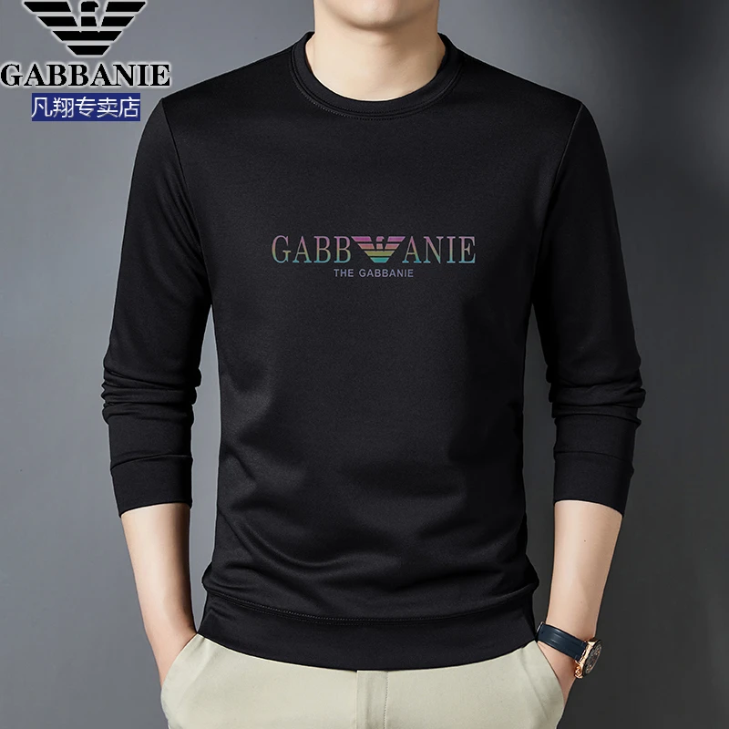 GABBANIE正品轻奢男士圆领春秋打底长袖卫衣高级感时尚休闲T恤衫